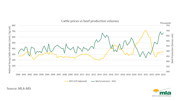 young cattle prices & beef prod